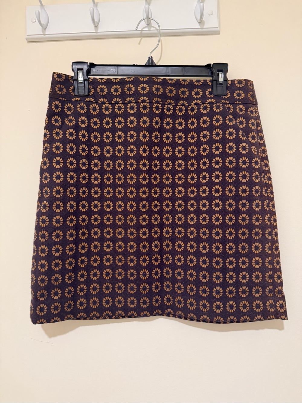 LOFT Mini Skirt in Black with Brown Floral Motif